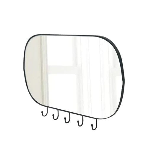 Arlo Metal Mirror with Hooks: Contemporary Style and Practical Storage