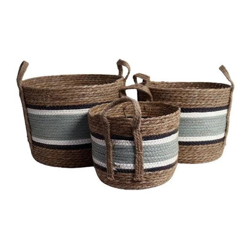 Ben Baskets Set of 3:Duck Egg and Jute - Stylish Storage Solutions