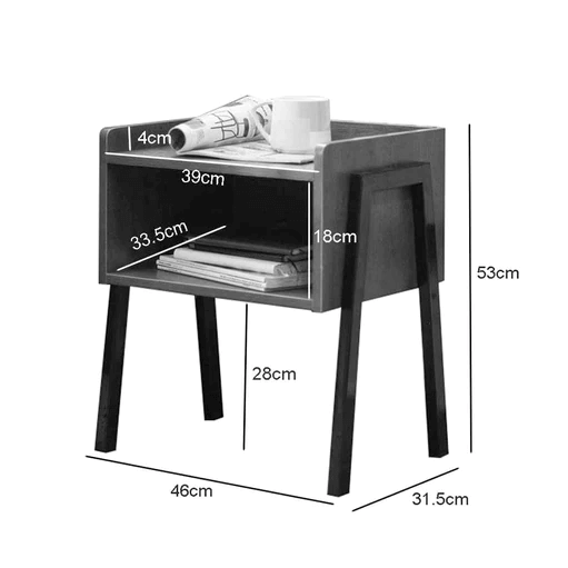 Benny Bedside Table in Wood & Metal Flatpack (c)