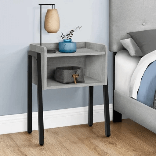 Benny Bedside Table in Wood & Metal Flatpack